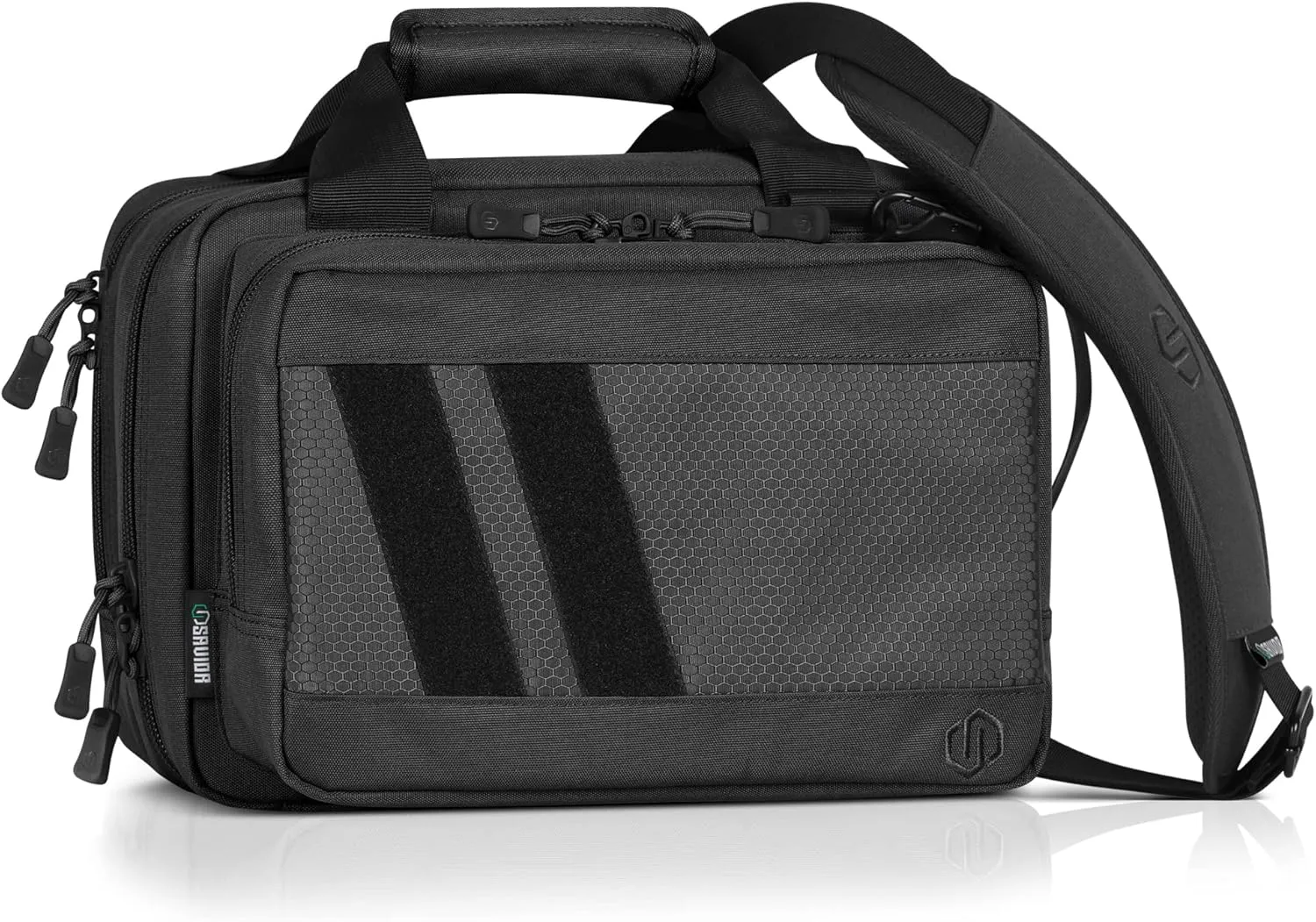 Savior Equipment Specialist Series Mini Range Bag Tactical Dual Pistol Handgun Revolver Hunting Bag Gun Carrying Case, X-Large Compartments w/Lockable Zippers, Deluxe Padded Shoulder Strap Included