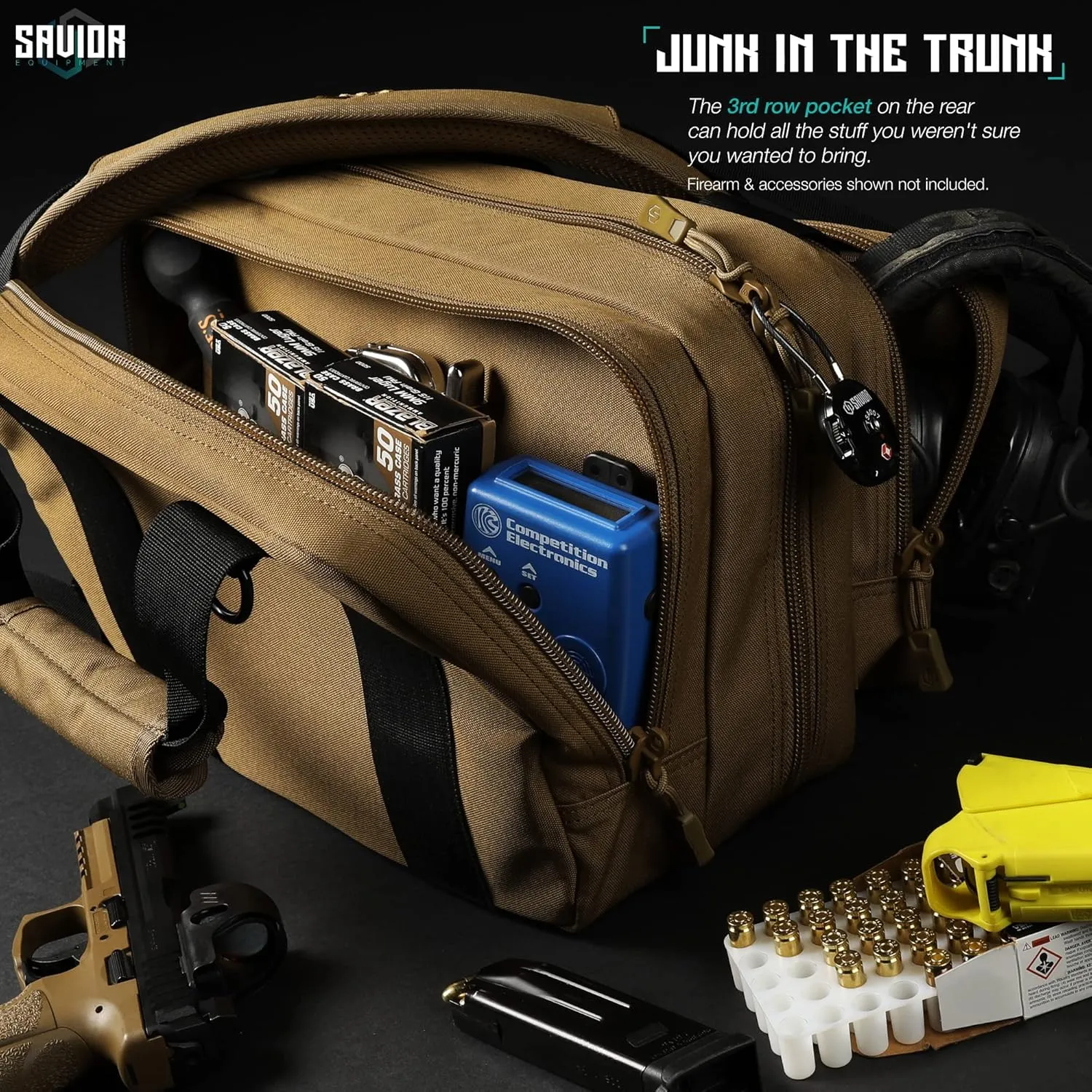 Savior Equipment Specialist Series Mini Range Bag Tactical Dual Pistol Handgun Revolver Hunting Bag Gun Carrying Case, X-Large Compartments w/Lockable Zippers, Deluxe Padded Shoulder Strap Included