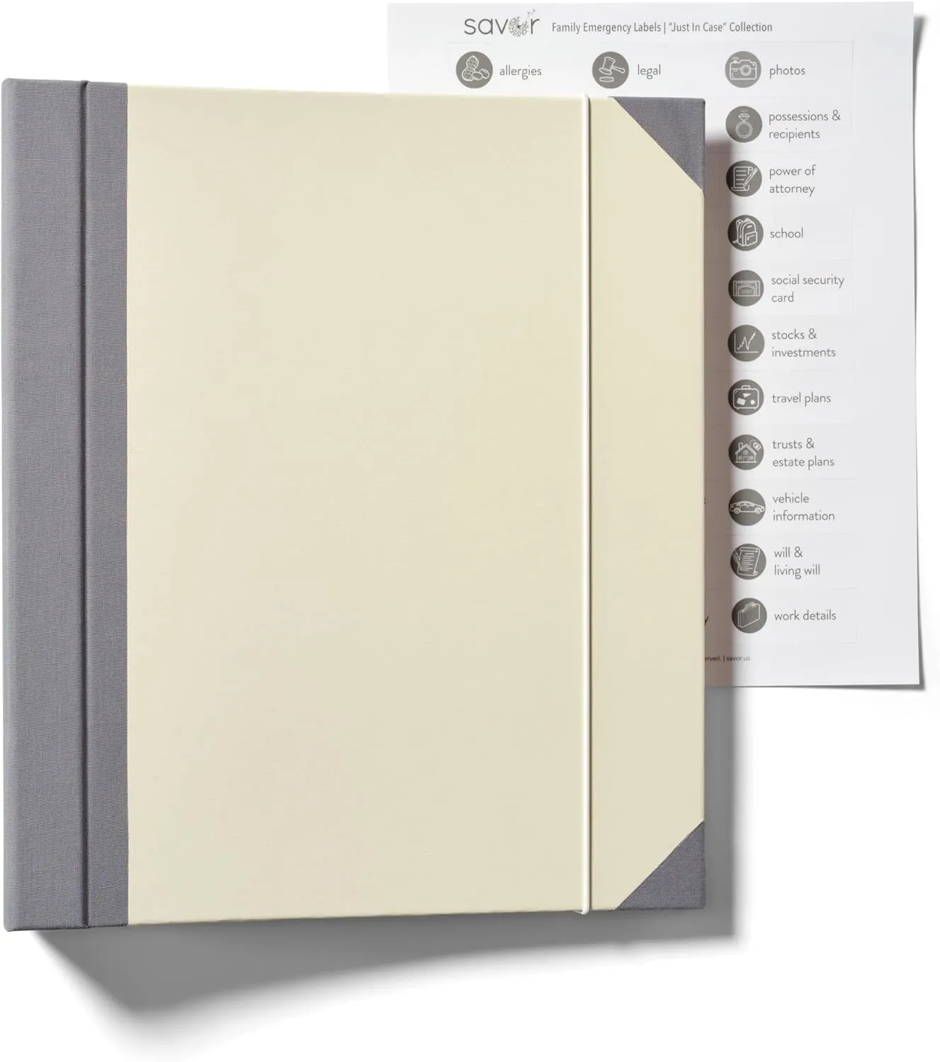 Savor | 2025 Edition The Folio™ Document Organizer | Custom Dyed Cloth-Bound Expanding File for Important Papers, Passports, Birth Certificates & More | Ideal for Home Organization & Graduation Gift