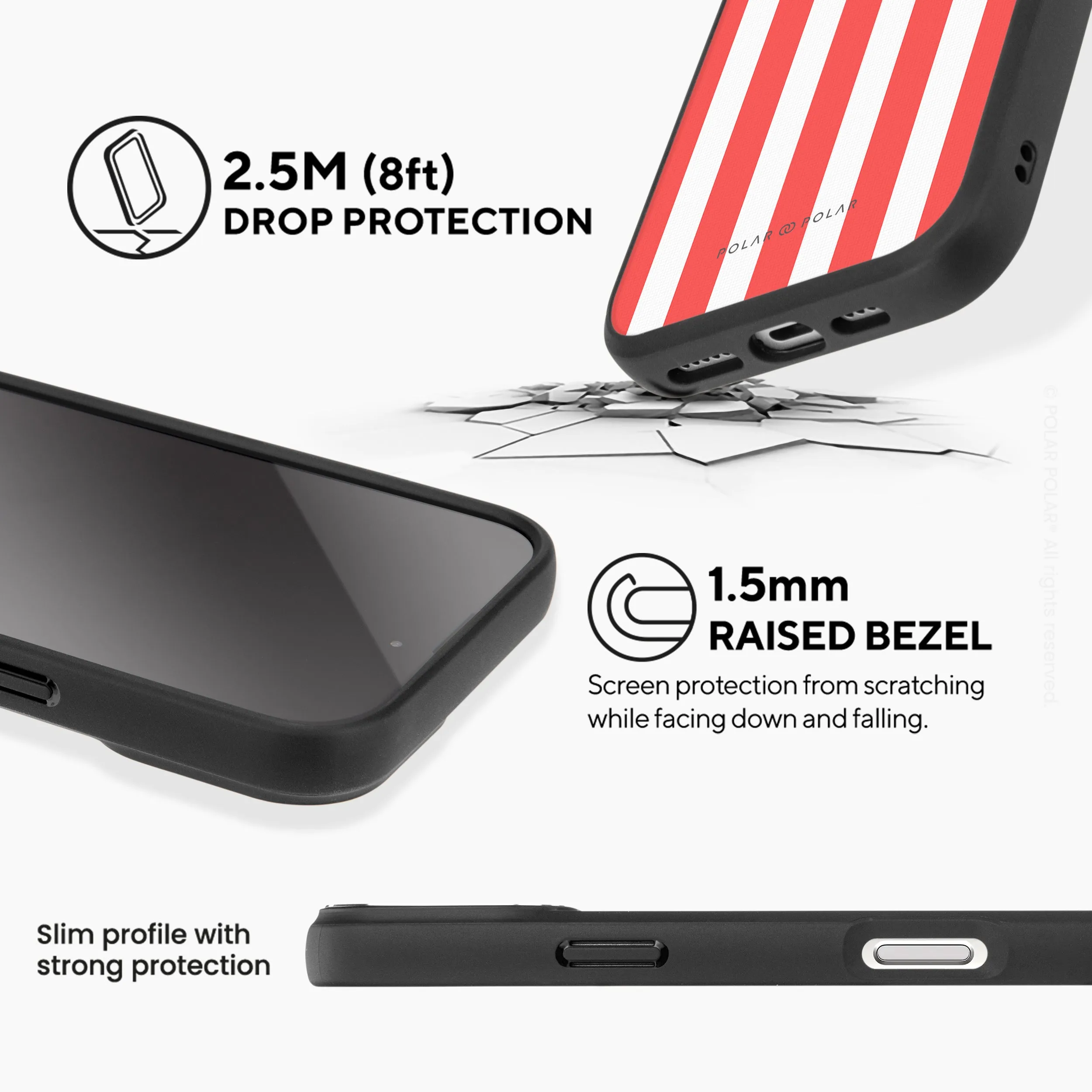 Scarlet Stripe - iPhone 16 Pro Max Frosted Black Bumper MagSafe Case
