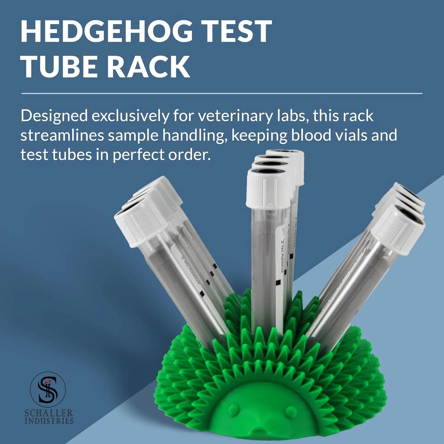 Schaller Industries Hedgehog Test Tube Rack – for 16mm Lab Vertical Storage Tubes Organizer, Holds 12 Glass or Plastic Test Tube Holder Rack, Vial Holder, Phlebotomy Supplies and Equipment– Green