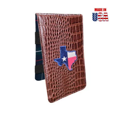 Scorecard Holder & Yardage Book, Outline of Texas with the flag embroidered inside it