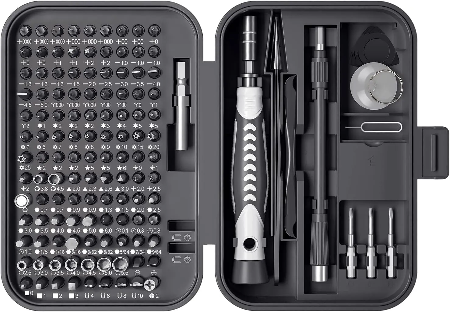 Screwdriver Set – Precision Screwdriver Bit Sets, Mini Hex Phillips Torx Slotted Screwdriver Bit Set with Tool Box, Ideal for Electronics, Laptop, iPhone, Jewelers and More (130-IN-Black)