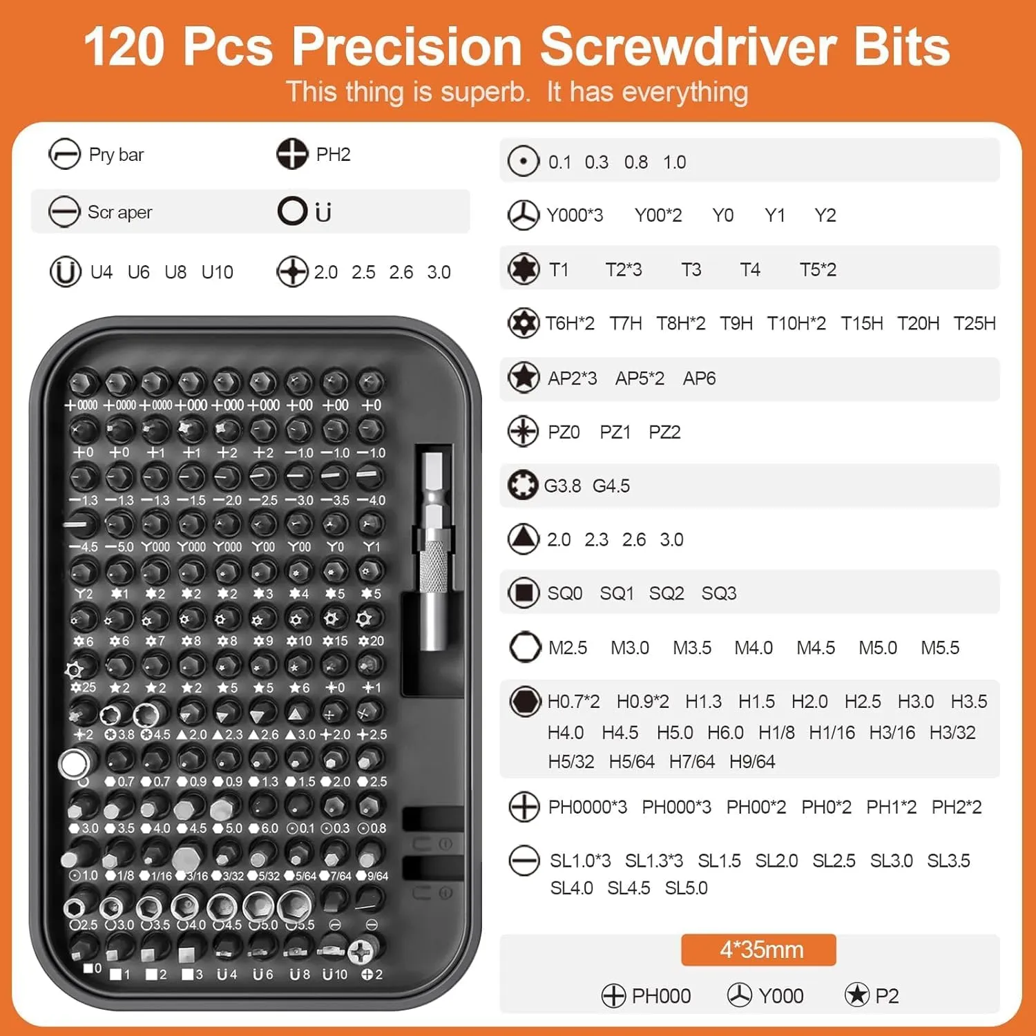 Screwdriver Set – Precision Screwdriver Bit Sets, Mini Hex Phillips Torx Slotted Screwdriver Bit Set with Tool Box, Ideal for Electronics, Laptop, iPhone, Jewelers and More (130-IN-Black)