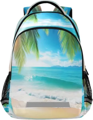 Sea Beach Palm Tree Design Waterproof Backpack - Casual Outdoor Sports Daypack with Ergonomic Shoulder Straps#234