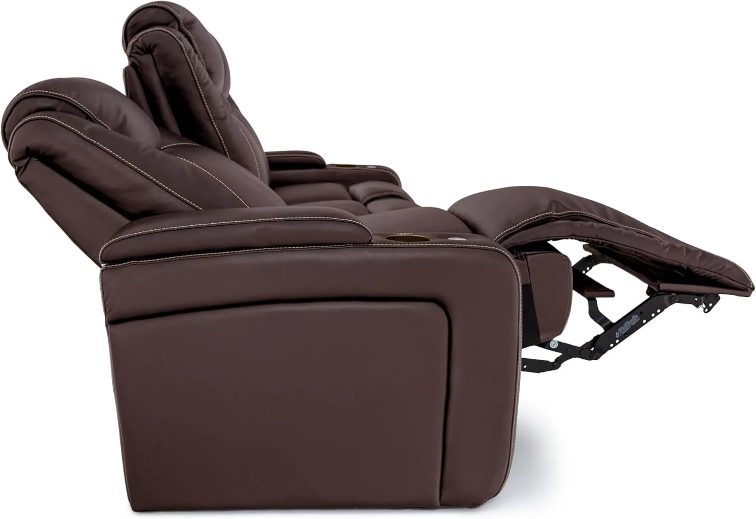 Seatcraft Concerto Heat & Massage, Italian Leather Sofa w/Fold-Down Table, Power Headrest, Power Recline, Brown