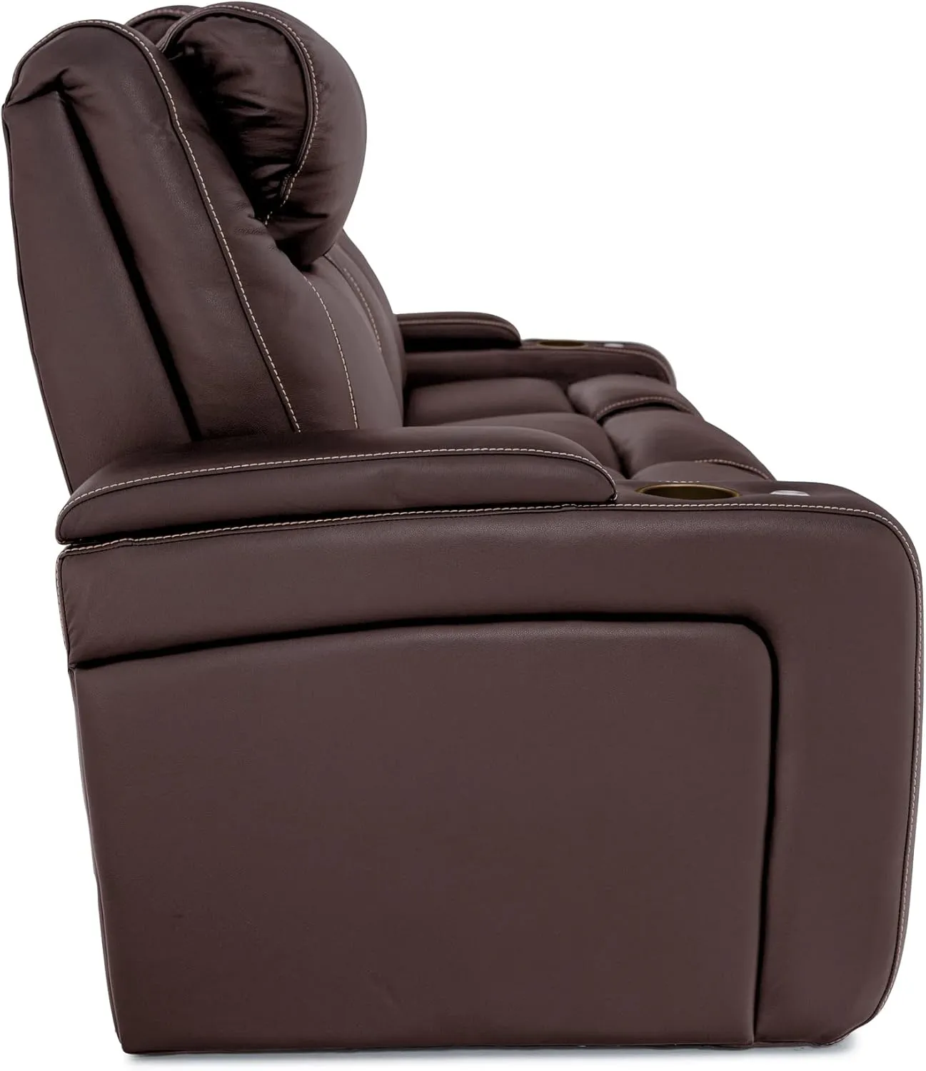 Seatcraft Concerto Heat & Massage, Italian Leather Sofa w/Fold-Down Table, Power Headrest, Power Recline, Brown
