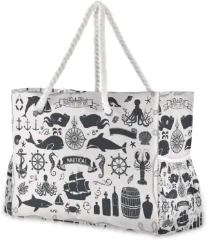 senya Large Beach Shoulder Bags Canvas Tote Water Resistant for Gym Travel Daily