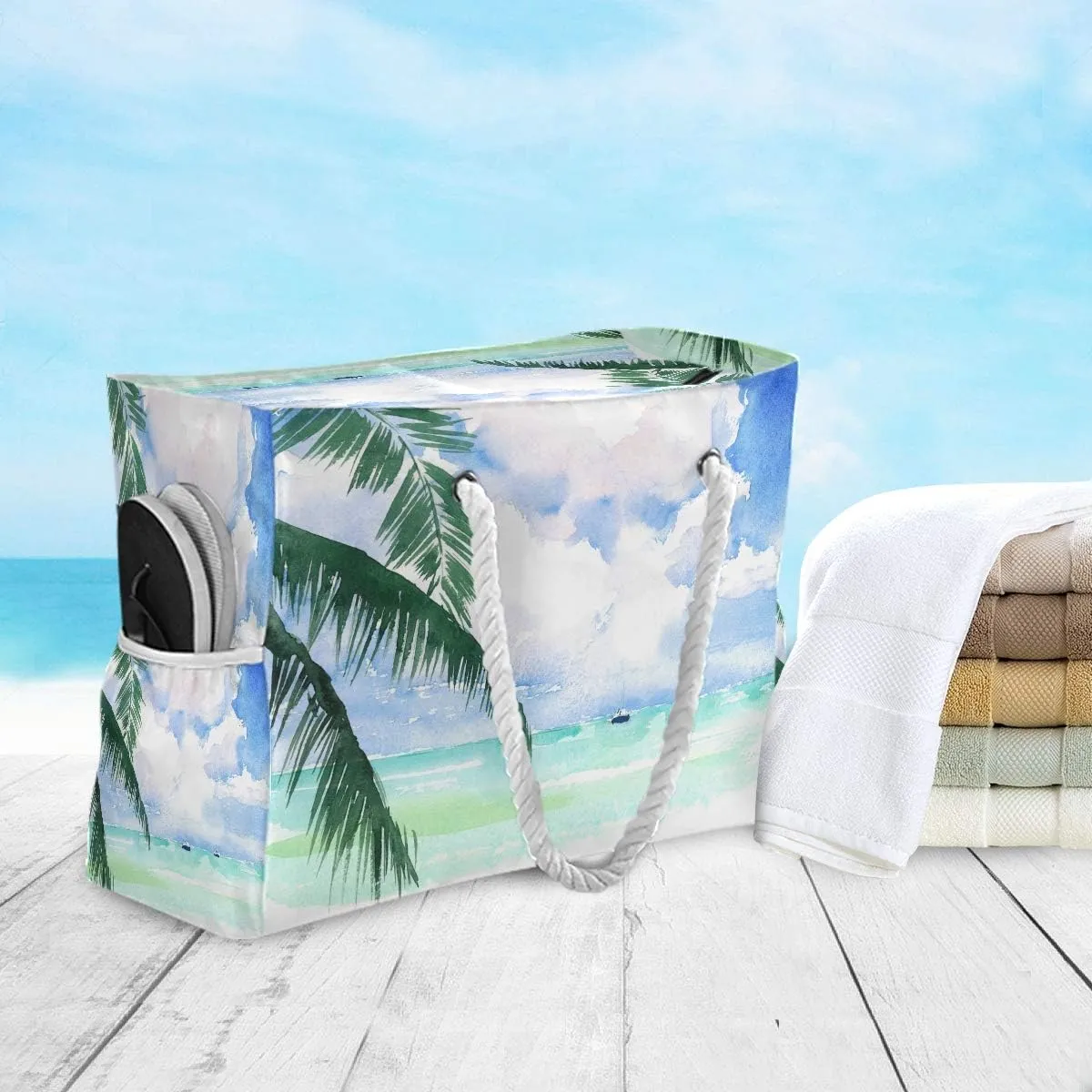 senya Large Beach Shoulder Bags Canvas Tote Water Resistant for Gym Travel Daily