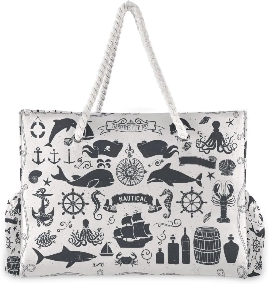 senya Large Beach Shoulder Bags Canvas Tote Water Resistant for Gym Travel Daily