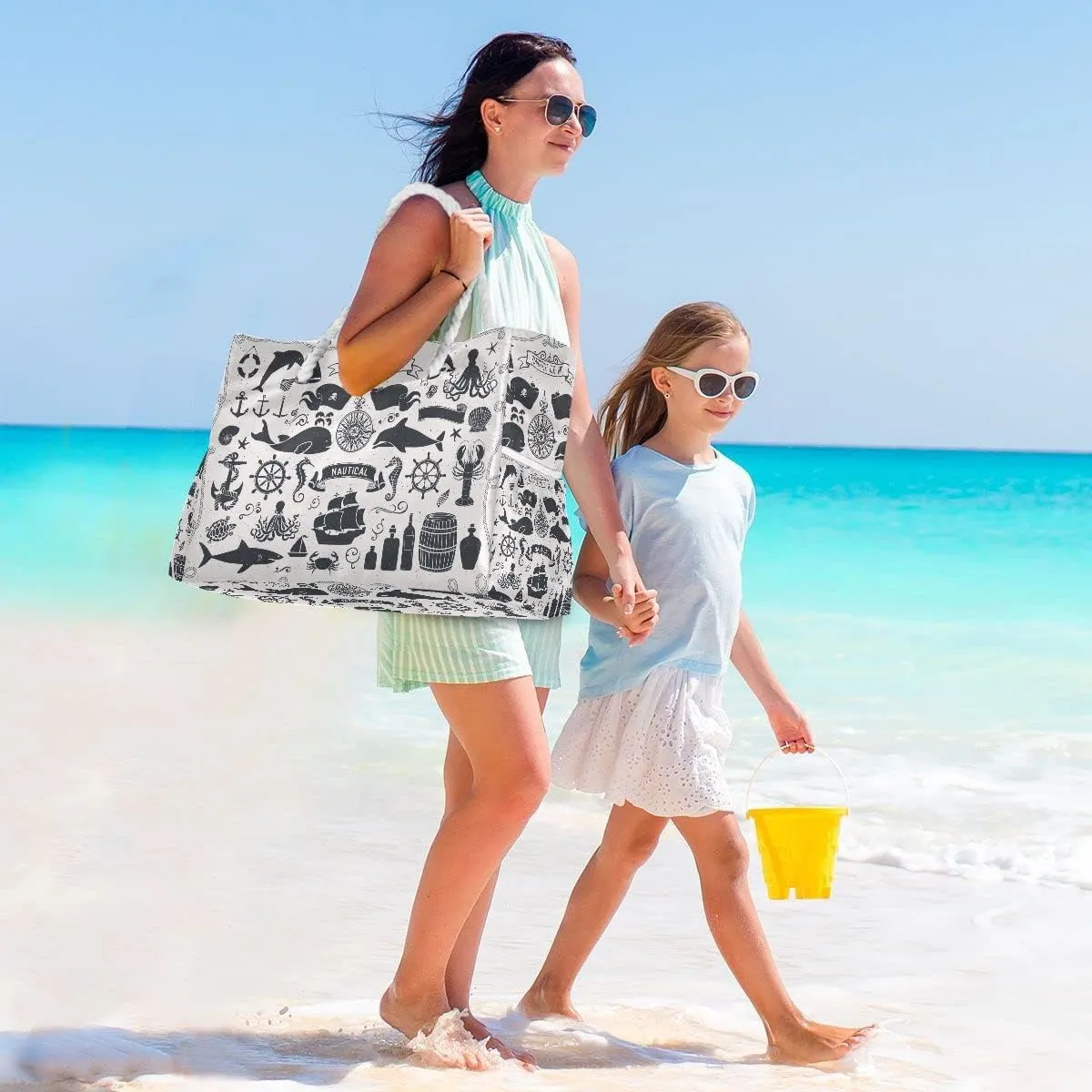 senya Large Beach Shoulder Bags Canvas Tote Water Resistant for Gym Travel Daily
