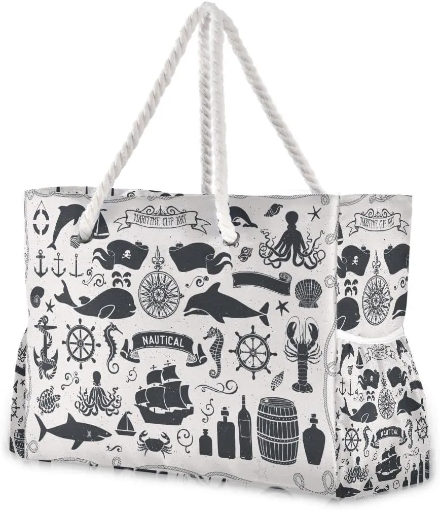senya Large Beach Shoulder Bags Canvas Tote Water Resistant for Gym Travel Daily