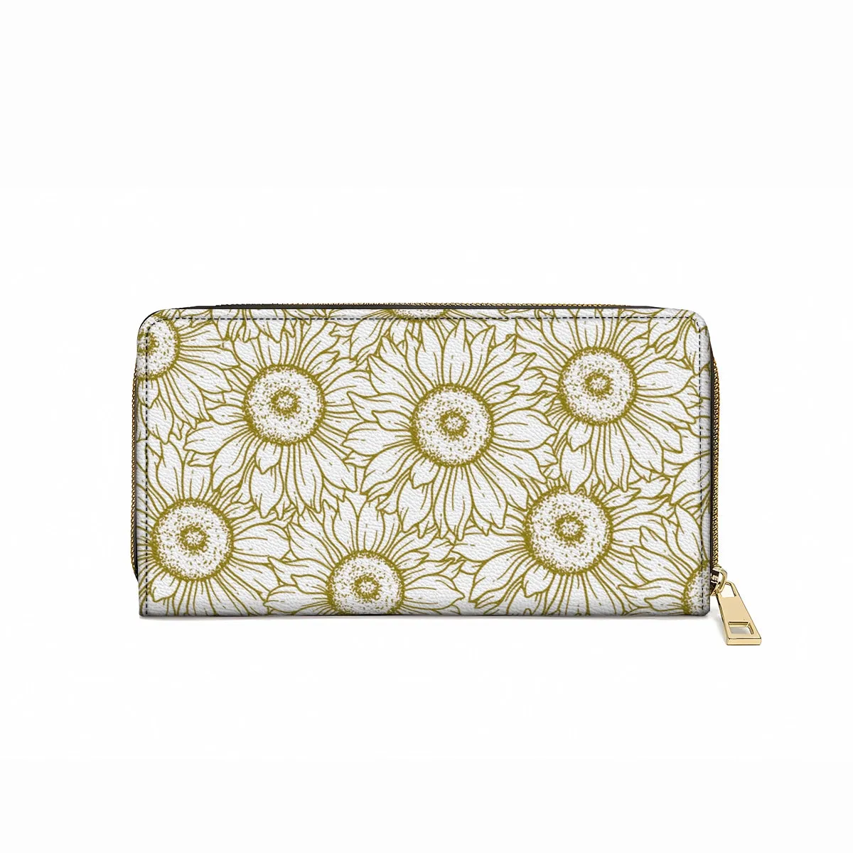 Shineful Leather Clutch Purse With Wristlet Strap Handle Golden Sunflower Grace