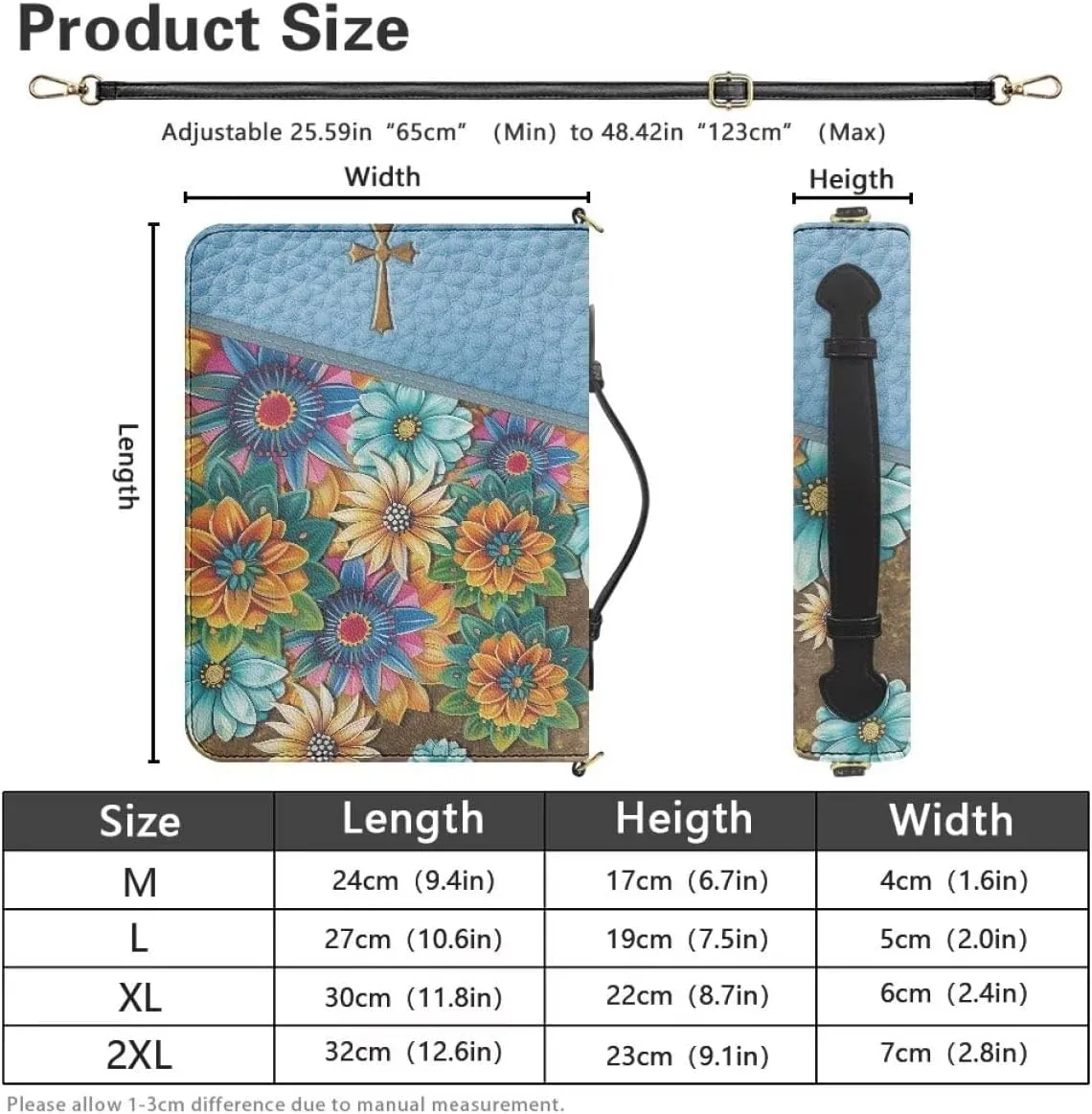 Shoulder Strap Bag Bible Carrying Case for Church Services Bible Cover with Adjustable Strap