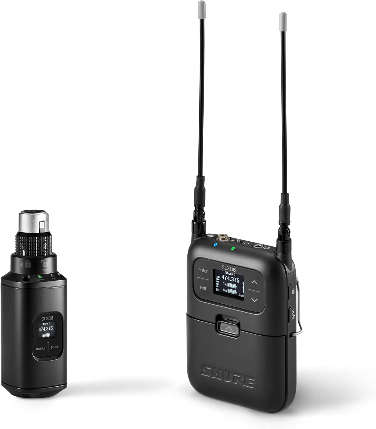 Shure SLXD35 Portable Digital Wireless Plug-On System with SLXD3 Plug-On Transmitter and SLXD5 Single-Channel Portable Receiver | J52 Band (SLXD35-J52)