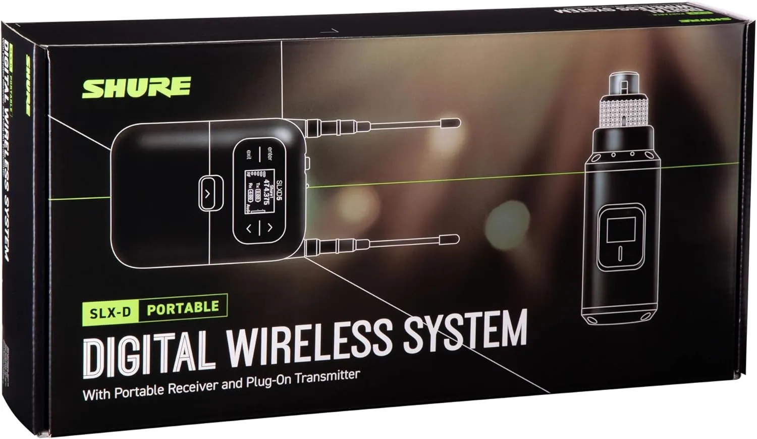 Shure SLXD35 Portable Digital Wireless Plug-On System with SLXD3 Plug-On Transmitter and SLXD5 Single-Channel Portable Receiver | J52 Band (SLXD35-J52)