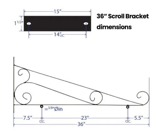 Sign Bracket - NO SIGN 36" Scroll Blade