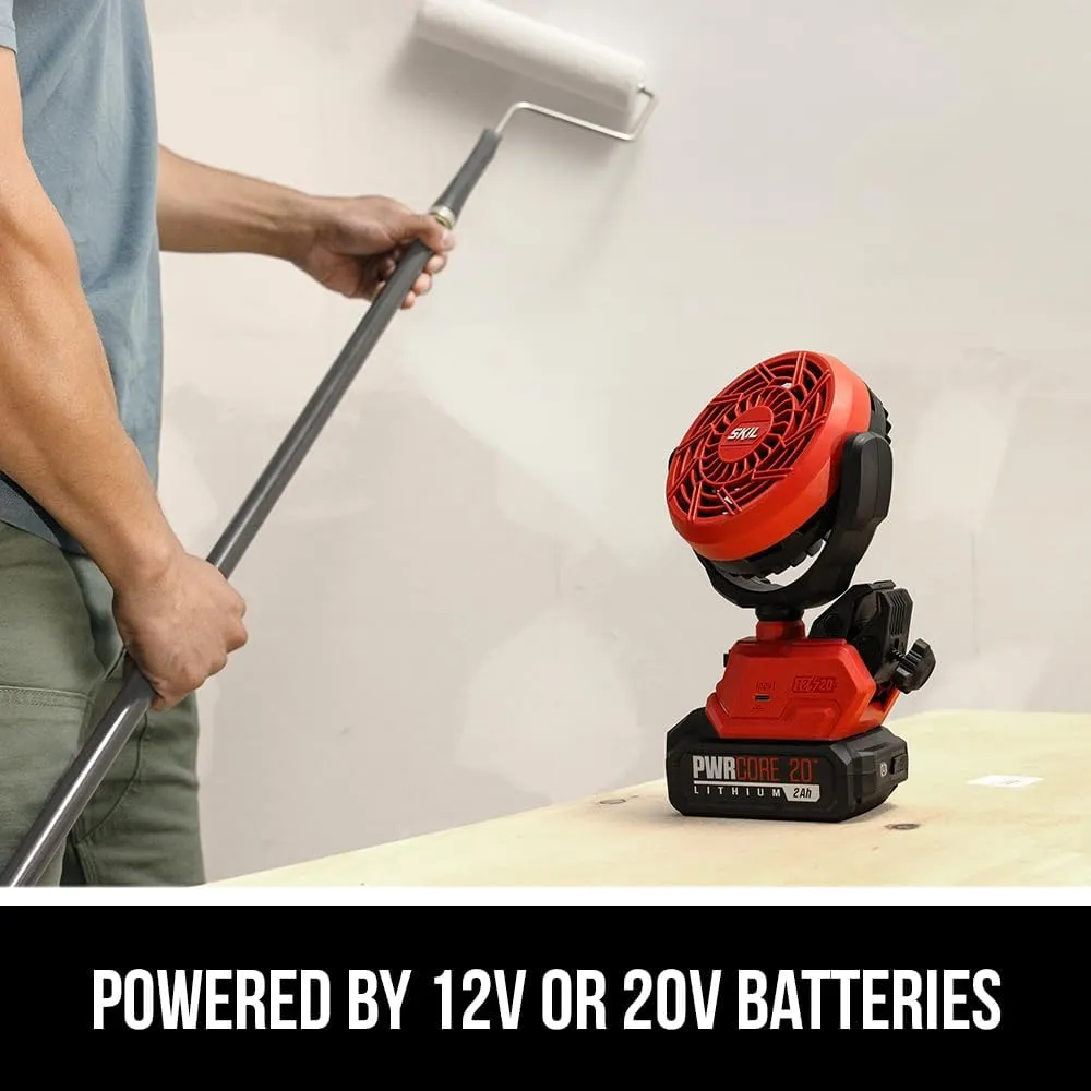 Skil 12V/20V Brushless 4 in. Clamp Fan, Tool Only- FN0400D-00, One Size, Red