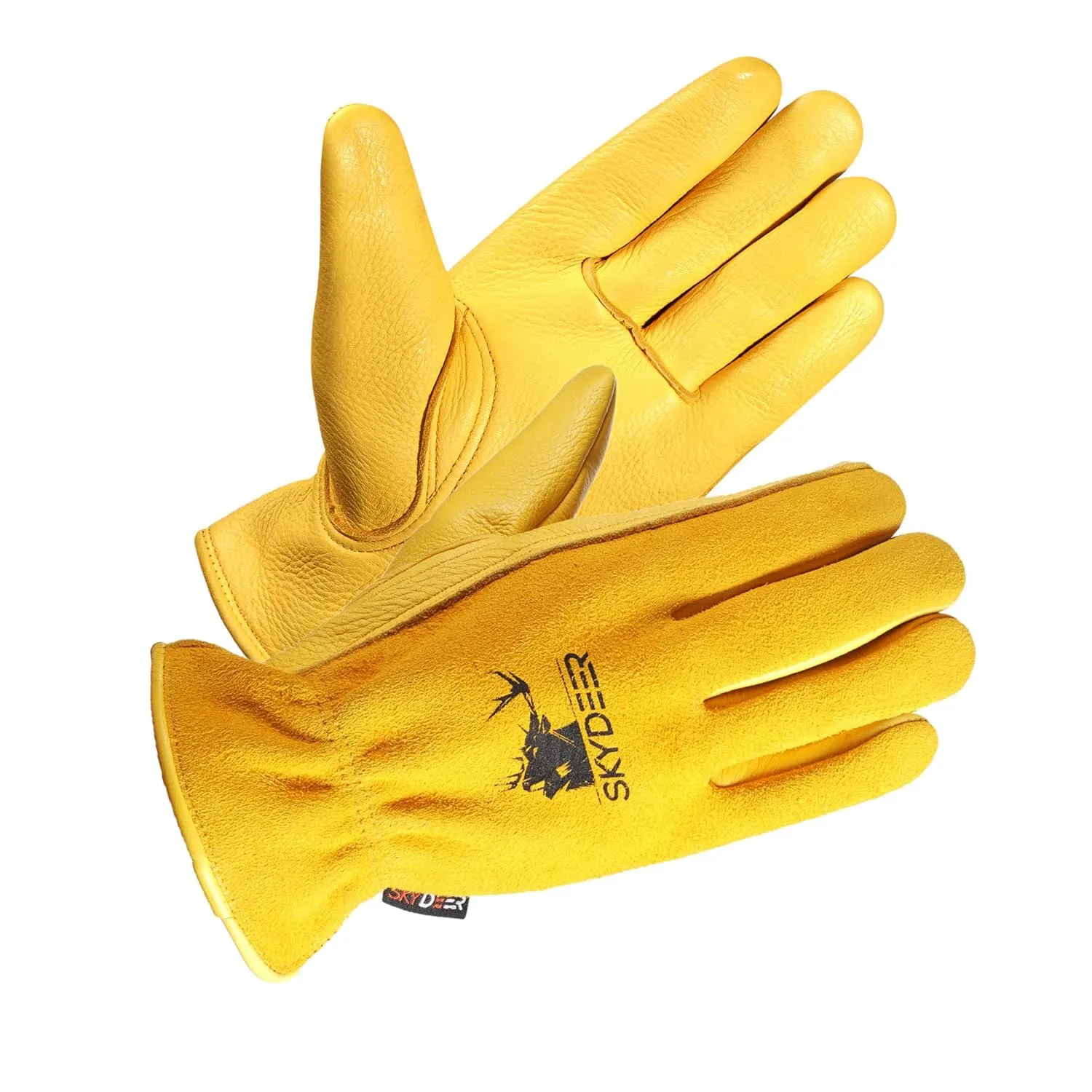 SKYDEER 100% Natural Premium Deerskin Leather Work Gloves Design for Truck Driving (SD2212/XL)