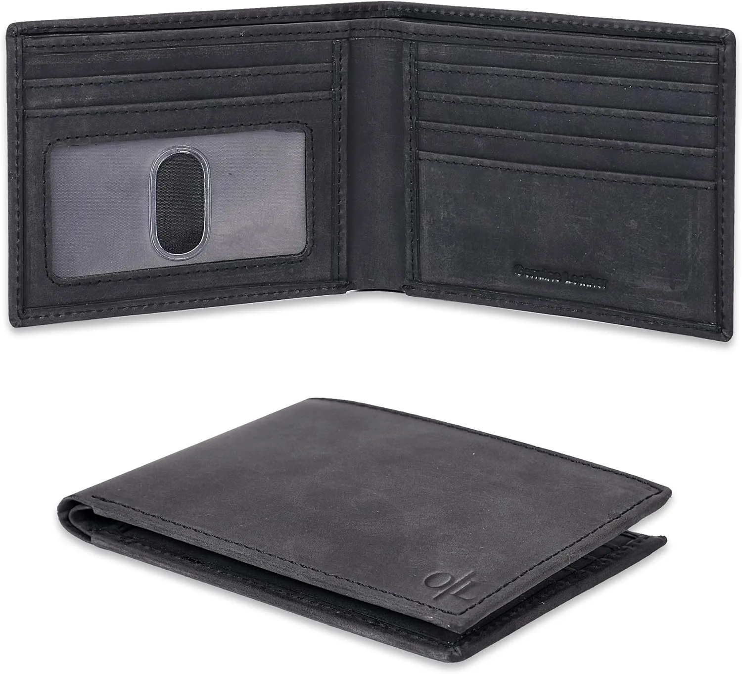 Slim Leather Wallet for Men - RFID Blocking Slim Minimalist Front Pocket - Thin & Stylish with ID Window, Gift For Men