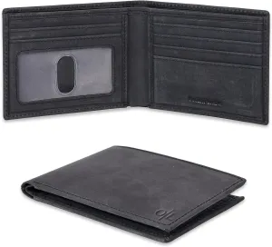 Slim Leather Wallet for Men - RFID Blocking Slim Minimalist Front Pocket - Thin & Stylish with ID Window, Gift For Men