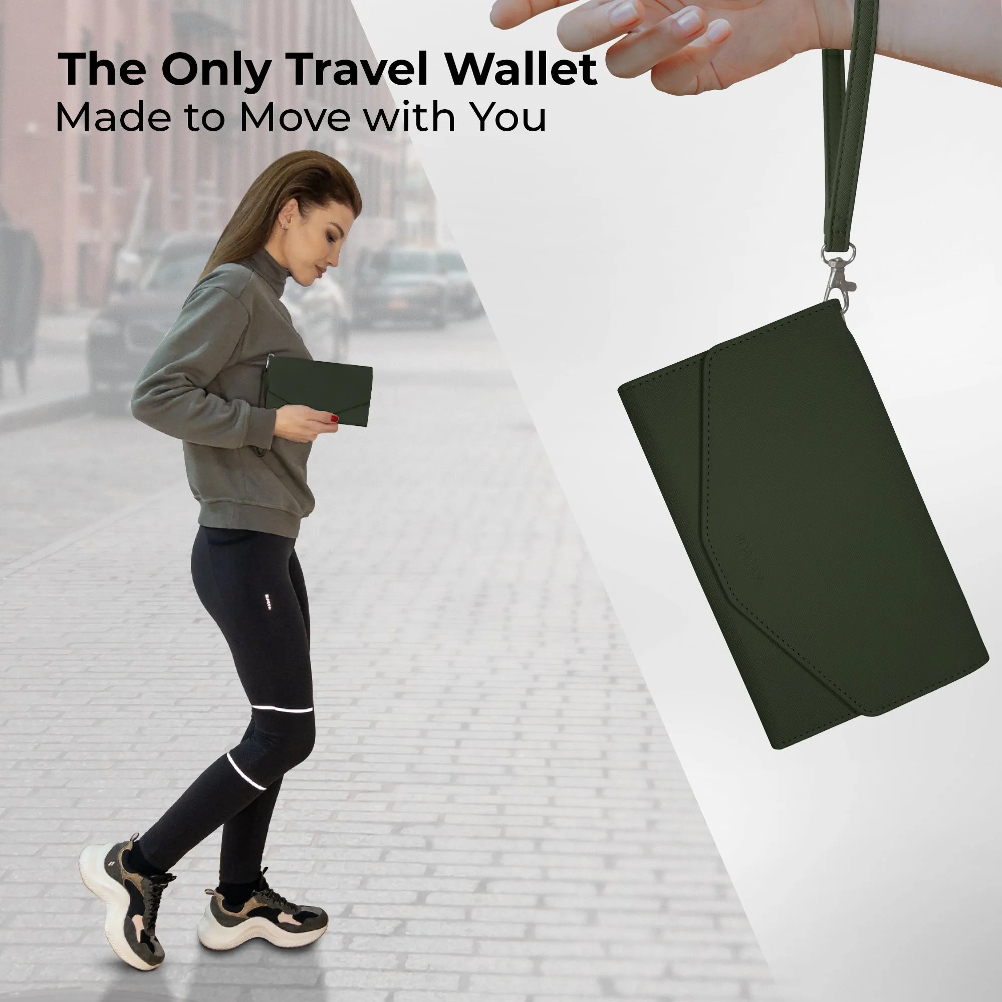 Slim Travel Wallet - Olive Green