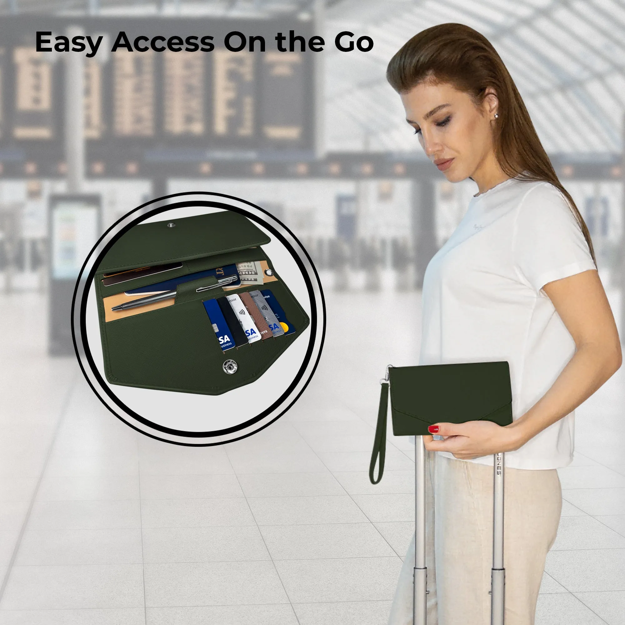 Slim Travel Wallet - Olive Green