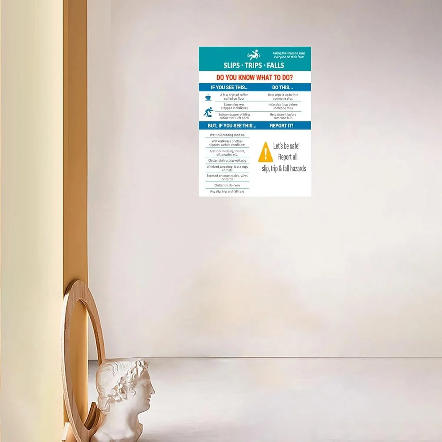 Slip, Trip And Fall Hazard Safety Tips Poster Work Safety Awareness Training Poster (3) Wall Poster Art Canvas Printing Living Room Office Bedroom Aesthetic Poster 12x16inch(30x40cm) Unframe-style