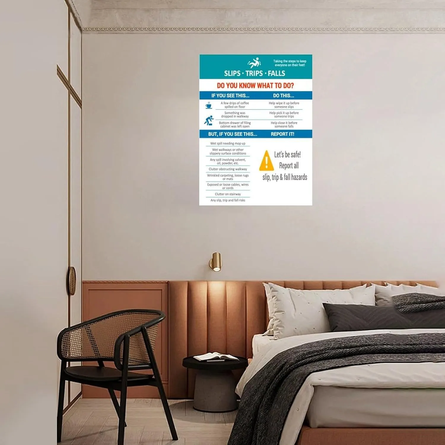 Slip, Trip And Fall Hazard Safety Tips Poster Work Safety Awareness Training Poster (3) Wall Poster Art Canvas Printing Living Room Office Bedroom Aesthetic Poster 12x16inch(30x40cm) Unframe-style