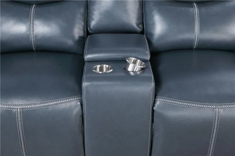 Sloane 3-piece Upholstered Reclining Sofa Set Blue - 610271-S3