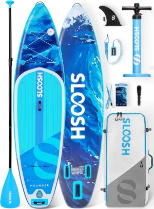 SLOOSH Inflatable Stand Up Paddle Board, 10'6" Inflatable Paddle Boards with Premium Accessories, Non-Slip EVA Deck, Ultra-Light Carry Bag Pump, Meander SUP for Youth & Adults
