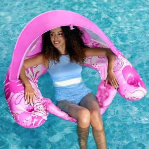 SLOOSH Pool Floats with Canopy Adult,XL Inflatable Pool Lounge Chairs with Cup Holders,Floating Chair for Adults,Inflatable Floaties with Headrest for Party Beach Summer Water Fun