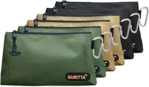 Small Tool Pouch Zipper, Small Tool Bag, Multipurpose Storage Pouch, Heavy Duty Flat Bottom Tool Bag with Zipper for Tools, Gadgets, Cosmetics, Stationary (12 inch - Pack 6)