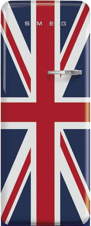 Smeg FAB28 50's Retro Style Aesthetic Top Freezer Refrigerator with 9.92 Cu Total Capacity, Multiflow Cooling System, Adjustable Glass Shelves 24-Inches, Union Jack Left Hand Hinge Made In Italy