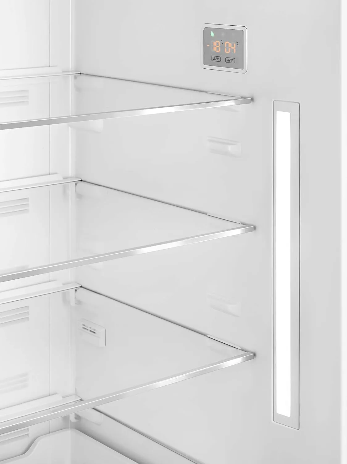Smeg FAB28 50's Retro Style Top Freezer Refrigerator with 9.92 Cu Total Capacity, Multiflow Cooling System, Adjustable Glass Shelves 24-Inches, White Right Hand Hinge Made In Italy