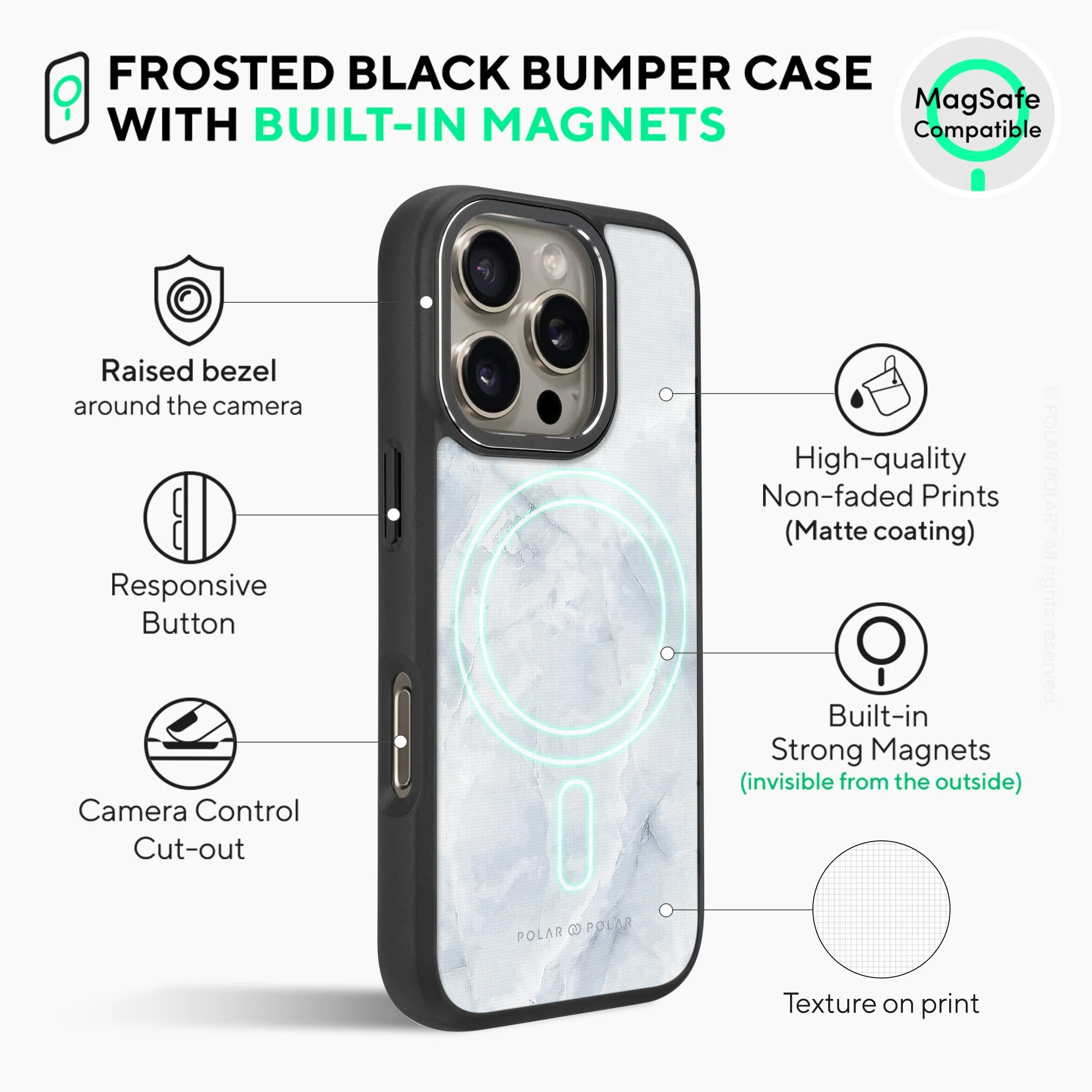 Snow Mountain - iPhone 16 Pro Max Frosted Black Bumper MagSafe Case