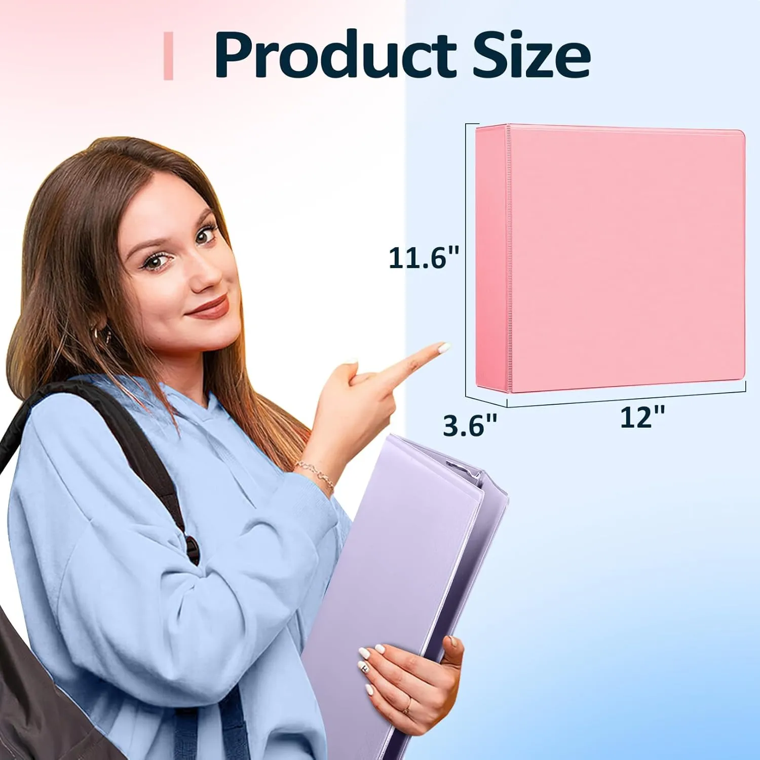 Sooez BinderX Extra Durable 3 Inch 3 Ring Binder, D-Ring Large Binders, Holds 670 Sheets of 8.5x11 Paper, Customizable View Cover with 2 Inside Pockets, School & Office Supplies, Lavender