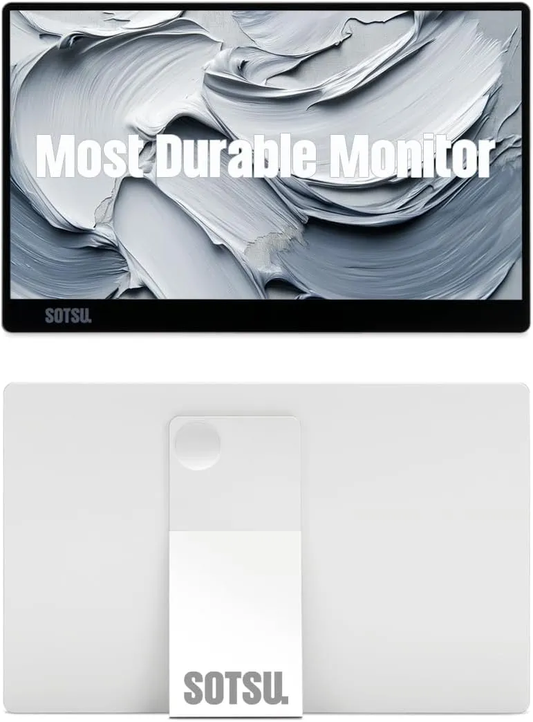 SOTSU FlipAction Go 14" Premium Portable Monitor SFA14PMSV | Robust but Lightweight | Tempered Glass Cover | 1080p | 400 Nits | 100% sRGB | 5W | Super Versatile | USB C or Mini HDMI