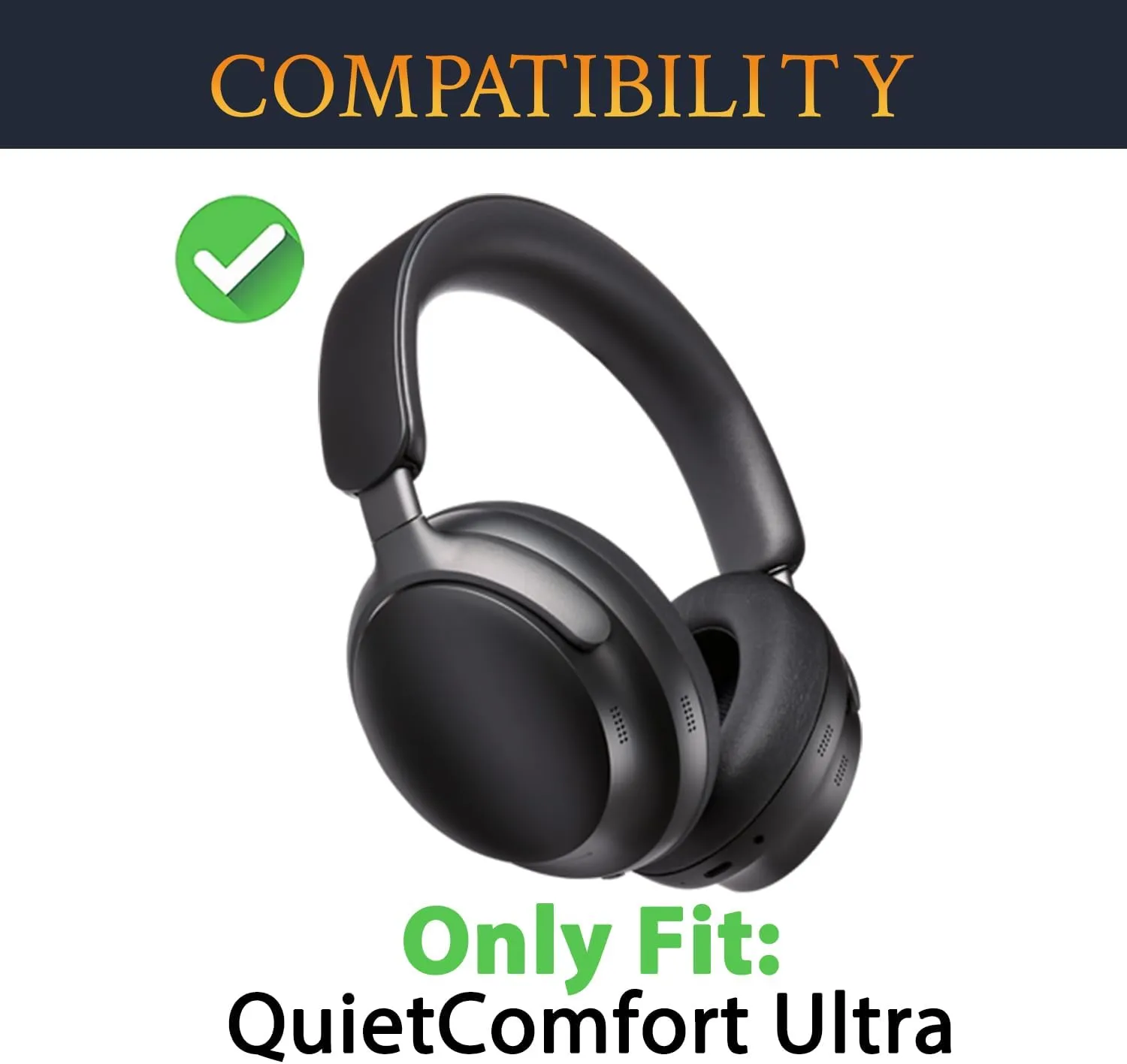 SOULWIT Replacement Earpads for Bose QuietComfort(QC) Ultra Wireless Headphones, Ear Pads Cushions with Softer Protein Leather, High-Density Noise Cancelling Foam - Black