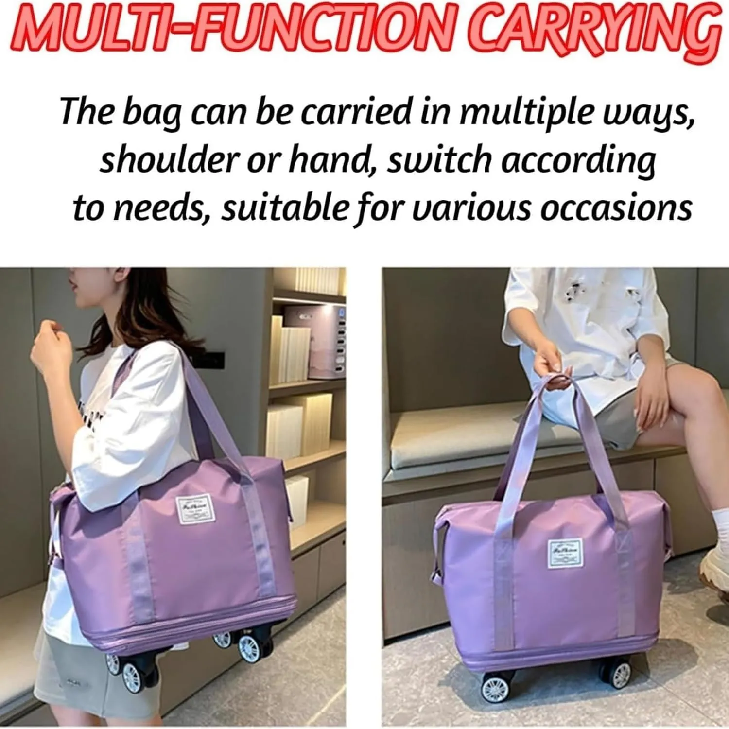 Sparkhomez Travel Bag with Wheels, Universal Wheeled Luggage for Business, 2025 New Large Capacity Bags Wheel Removable, Expandable Carry on Luggage Bags, Can Be Carried by Hand (Light blue)