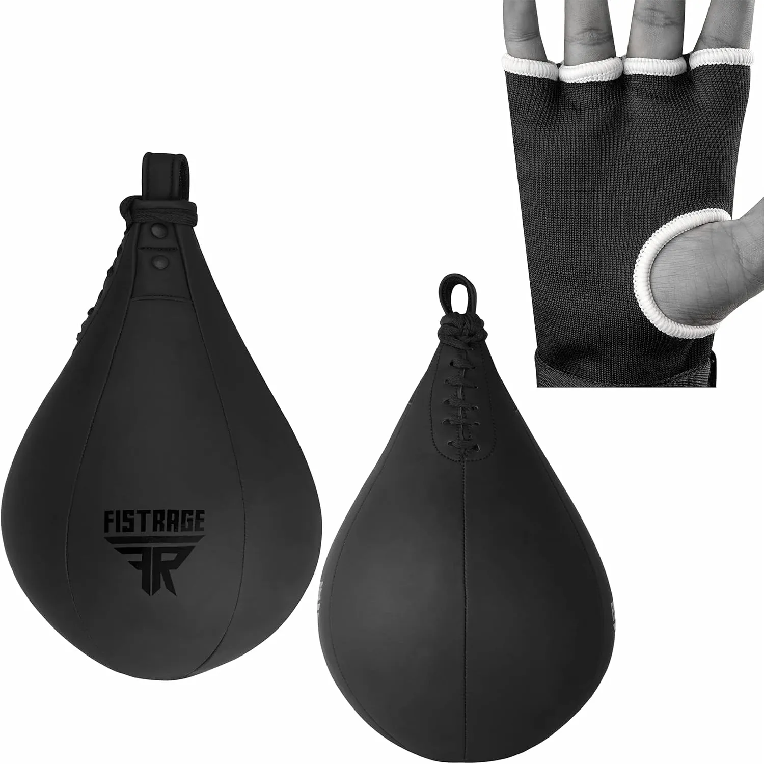 Speed Ball Boxing Hand Wraps MMA Muay Thai Training Punching Dodge Striking Bag Leather Kit Hanging Swivel Workout Speedball Kicking with Mitt (Black)
