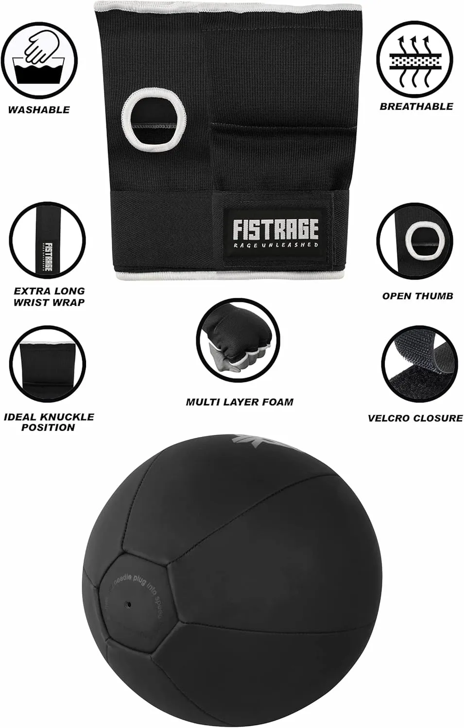 Speed Ball Boxing Hand Wraps MMA Muay Thai Training Punching Dodge Striking Bag Leather Kit Hanging Swivel Workout Speedball Kicking with Mitt (Black)