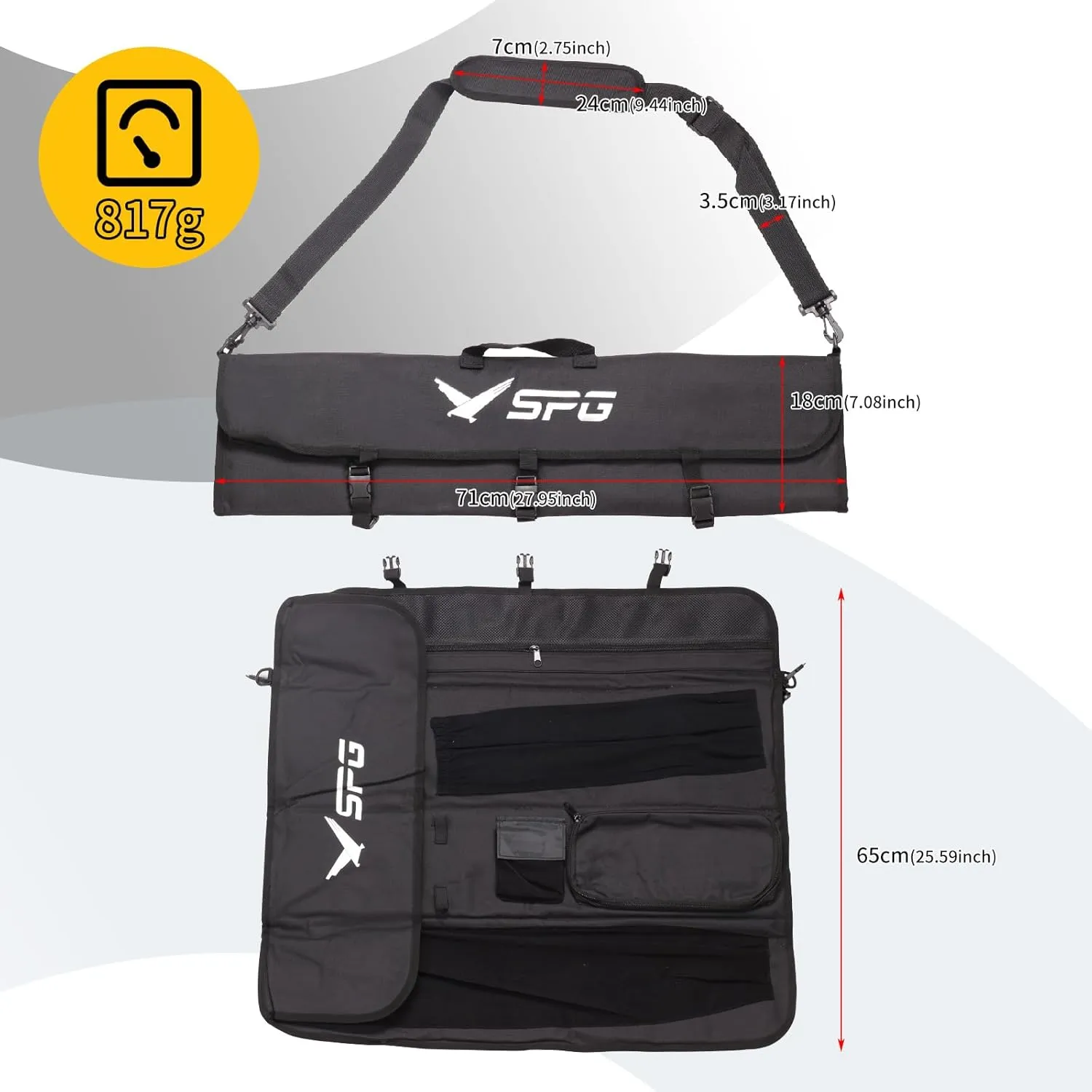 SPG Takedown Recurve Bow Case - Double Layer Bag for Storage and Arrow, Portable Outdoor Archery Soft Case for Adult and Youth
