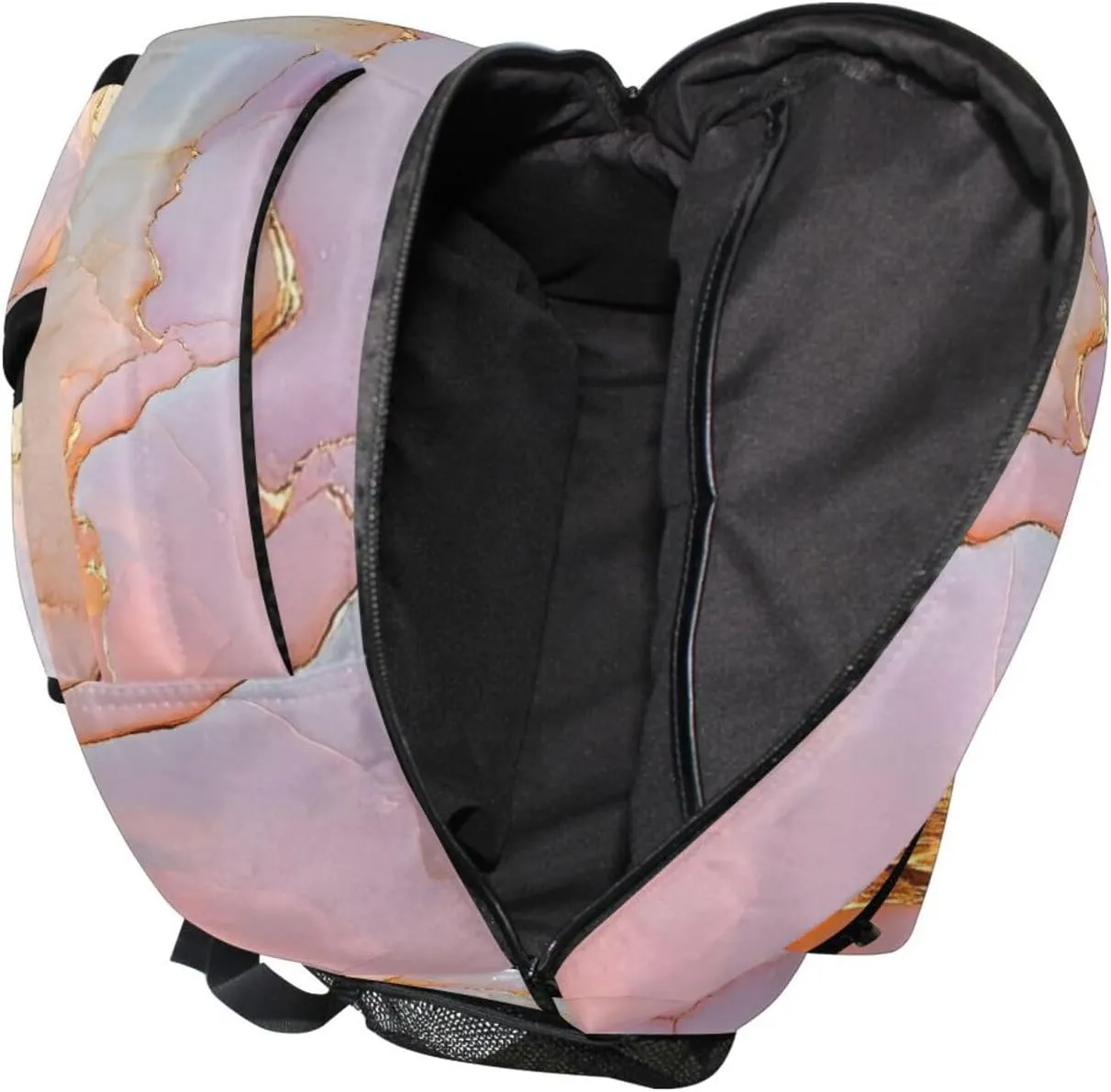 Sport Backpack for Men Women Fashion Personal Backpack with Chest Strap for Travel Trip Marble White Blush