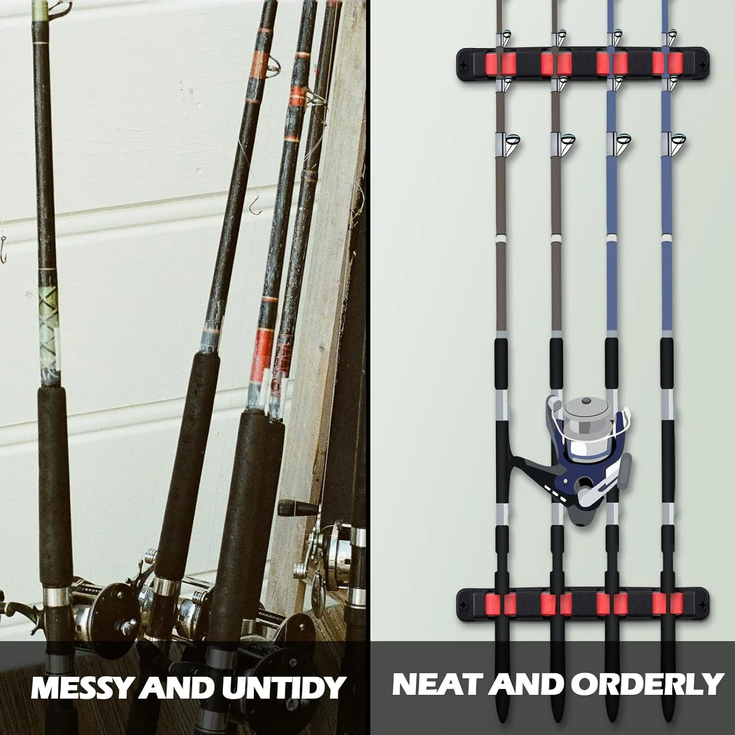 Sratte 4 Pcs Rod Holders for Fishing Boat Wall Mount Fishing Pole Holders Horizontal EVA Foam Garage Rod Rack Summer Boat Accessories for Men Gifts