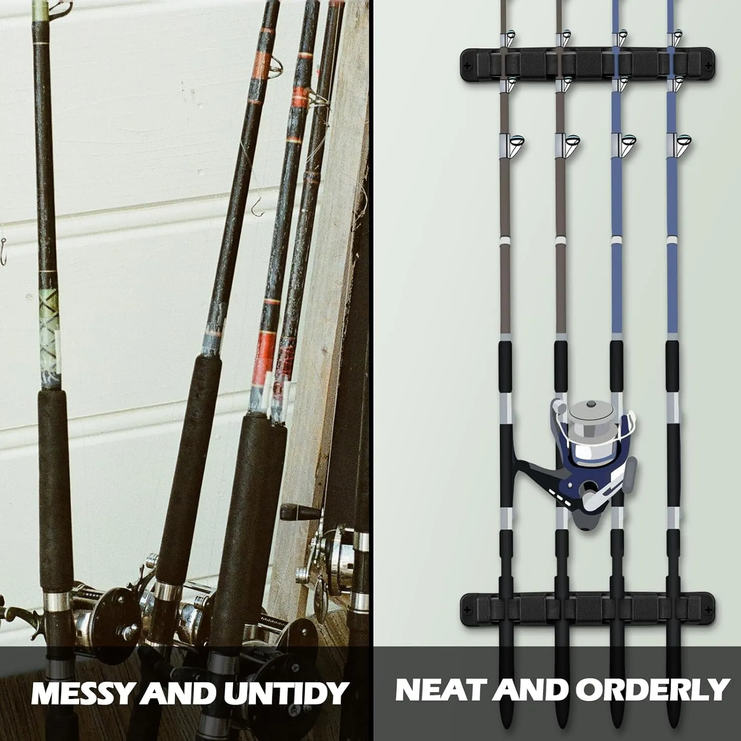 Sratte 4 Pcs Rod Holders for Fishing Boat Wall Mount Fishing Pole Holders Horizontal EVA Foam Garage Rod Rack Summer Boat Accessories for Men Gifts