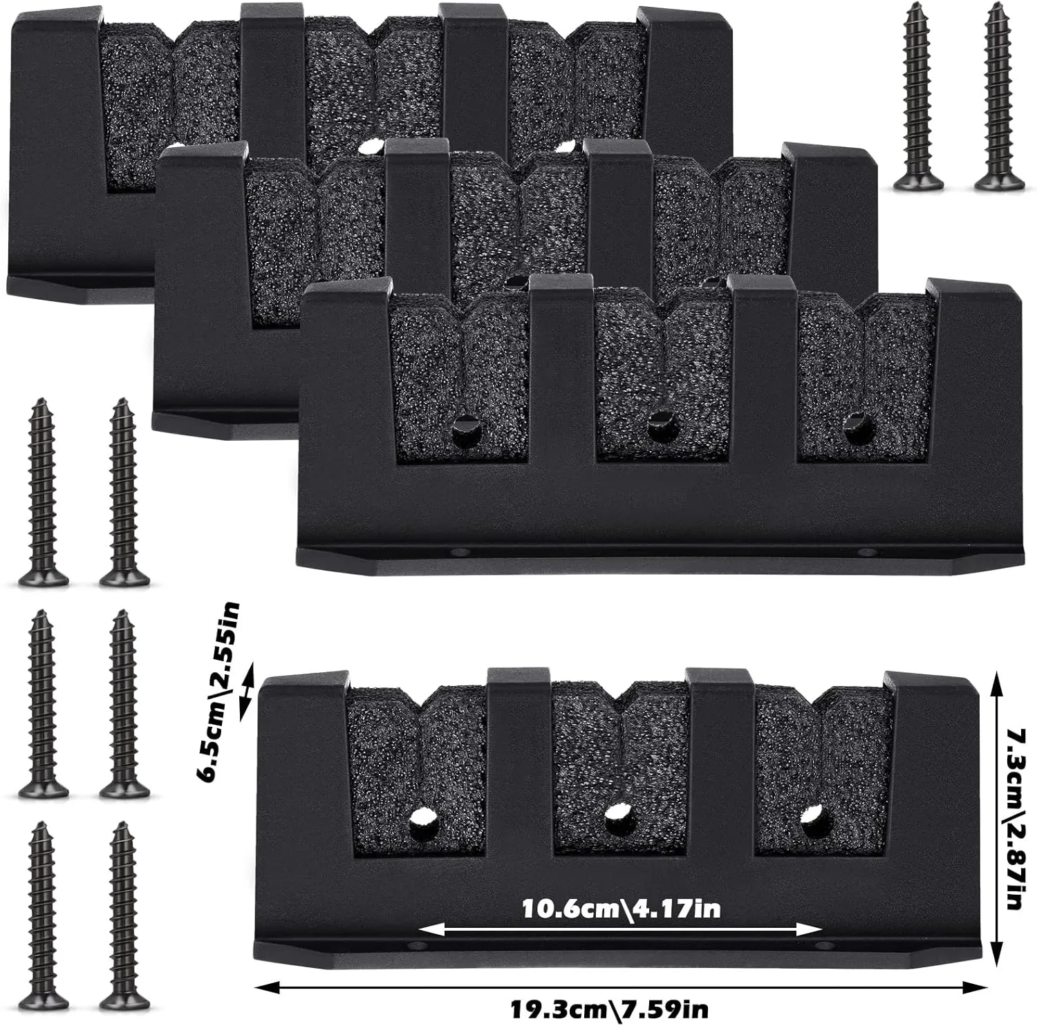 Sratte 4 Pieces Fishing Rod Holder Wall Mount Fishing Pole Holders for Boats 3 Rod Black Horizontal Garage Wall Pole Rack Summer Boat Accessories for Men Gifts, 7.8 Inch