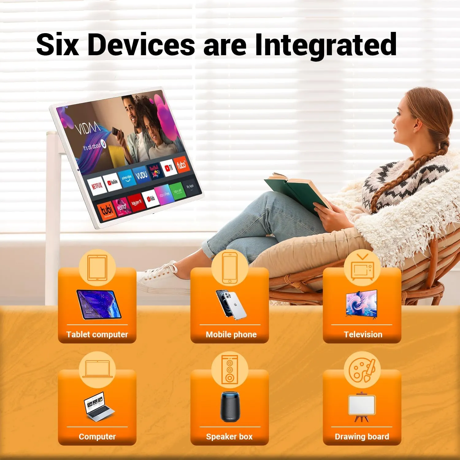 StandbyMe 22 Inch 1080p Portable tv Built-in Camera, Portable Touch Screen Monitor Rollable Tablet TV, Wireless TV on Wheels Touchscreen Built-in Battery(6-8H)