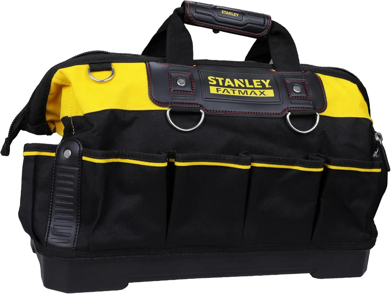 STANLEY FATMAX Technician Tool Bag, Heavy Duty 600 Denier and Leather, Multifunctional Tool Storage Organiser, 18 Inch, Black/Yellow, 1-93-950
