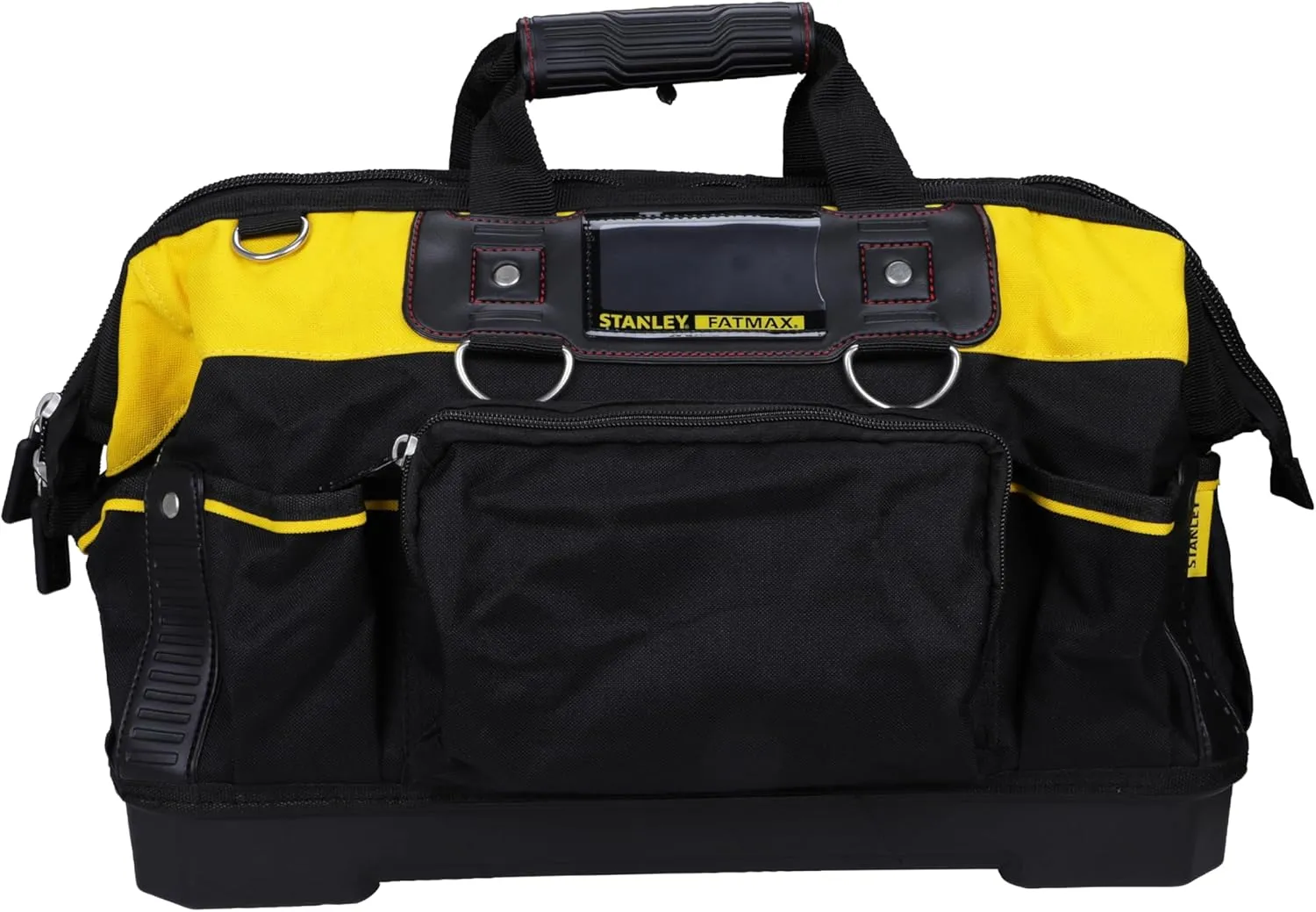 STANLEY FATMAX Technician Tool Bag, Heavy Duty 600 Denier and Leather, Multifunctional Tool Storage Organiser, 18 Inch, Black/Yellow, 1-93-950